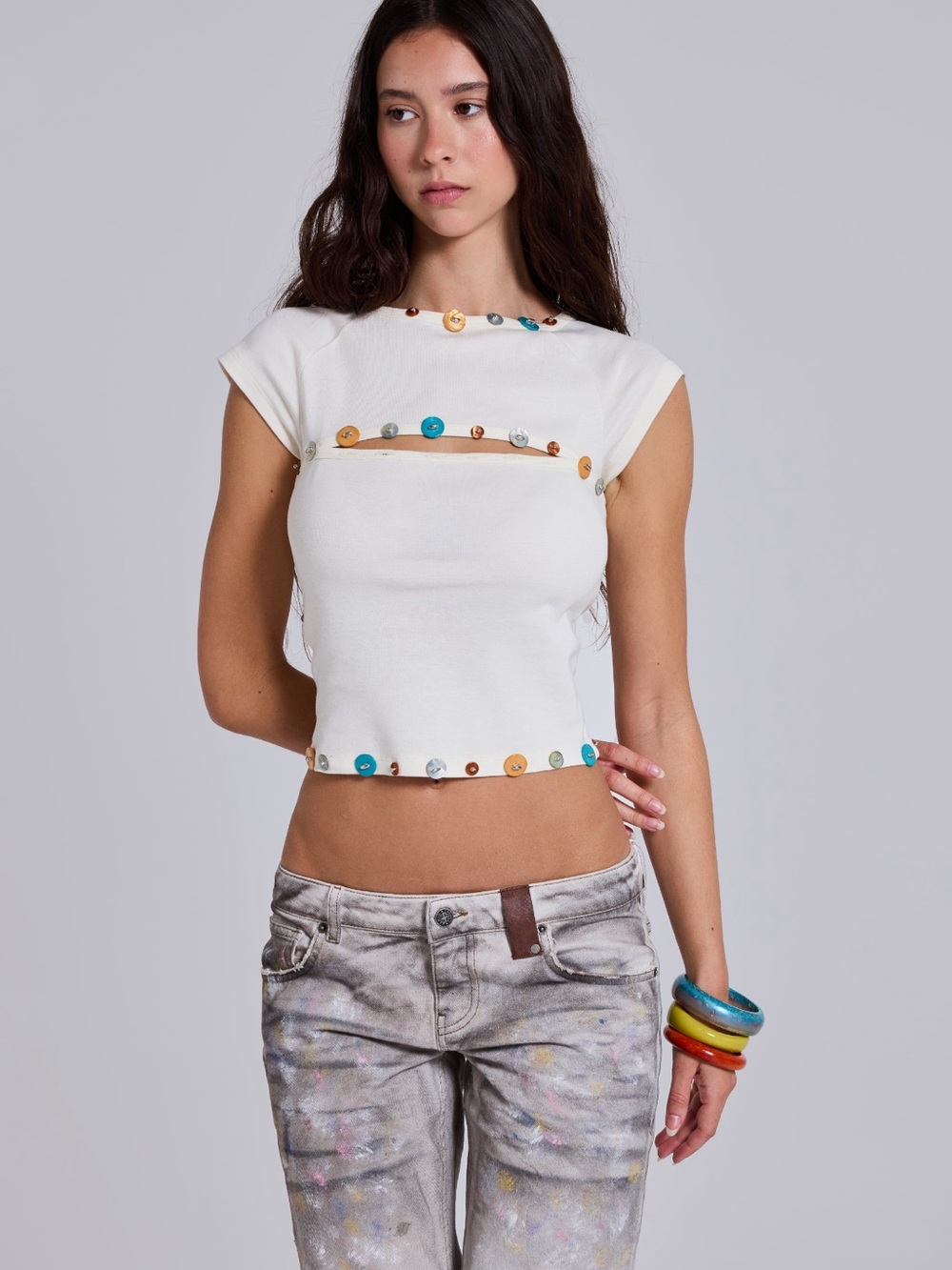 NWT Jaded London solira button cut out top
